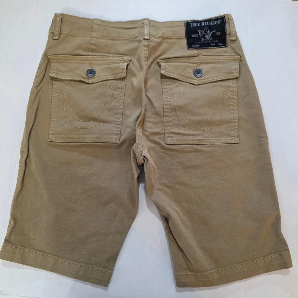 True Religion Patch Pkt Shorts Mens‎ 32 Tan Khaki Flap Pocket Utility Cargo